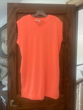 Cherish Neon Orange Sleeveless Tunic Dress